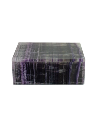 CONTEMPORARY PURPLE AND CLEAR FLUORITE BOX WITH HINGED LID