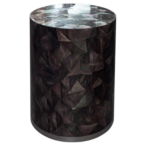CONTEMPORARY BLACK MOTHER OF PEARL DRUM TABLE