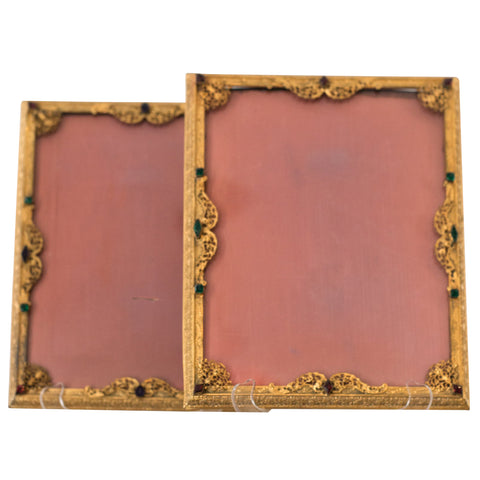 ANTIQUE PAIR OF GOLD JEWELLED PICTURE FRAME