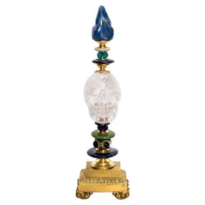 CONTEMPORARY SEMI-PRECIOUS STONE & ROCK CRYSTAL SKULL OBJET, DUPONT