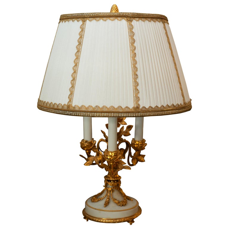 ANTIQUE FRENCH NAPOLEON III LAMP WITH A CUSTOM SILK SHADE