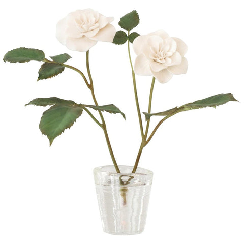 SMALL WHITE PORCELAIN ROSEBUSH