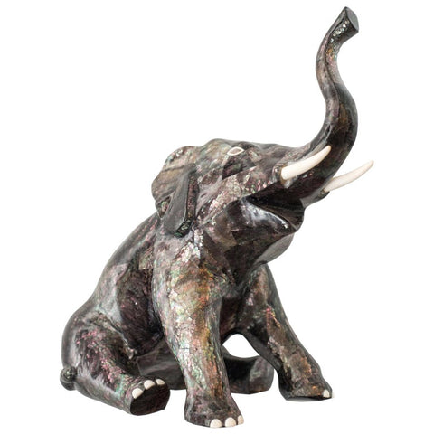 CONTEMPORARY TAHITIAN MOTHER OF PEARL & BONE ELEPHANT