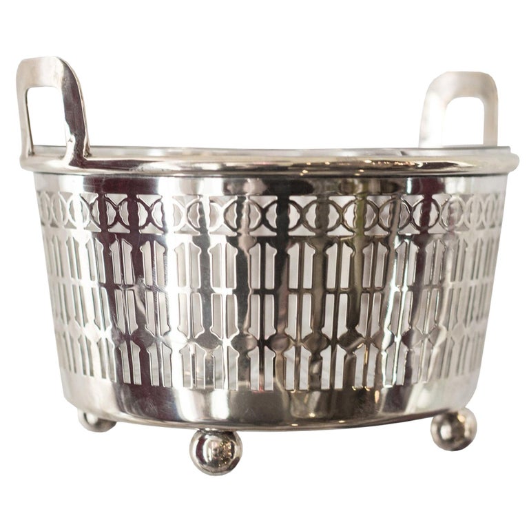 MID-CENTURY STERLING SILVER & CRYSTAL ICE BUCKET