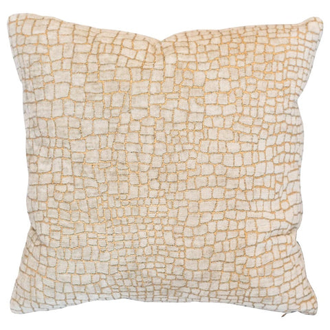 PALE GREY & GOLD CROCODILE VELVET PILLOW