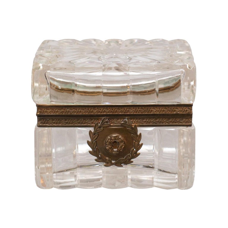 ANTIQUE CUT CRYSTAL BOX WITH BRONZE MOUNTS