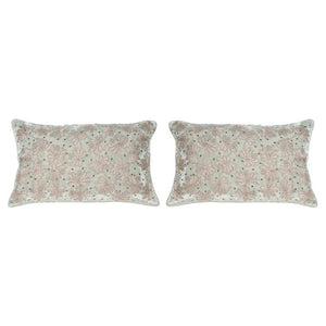 PAIR OF EMBROIDERED PILLOWS IN ICE BLUE SILK VELVET