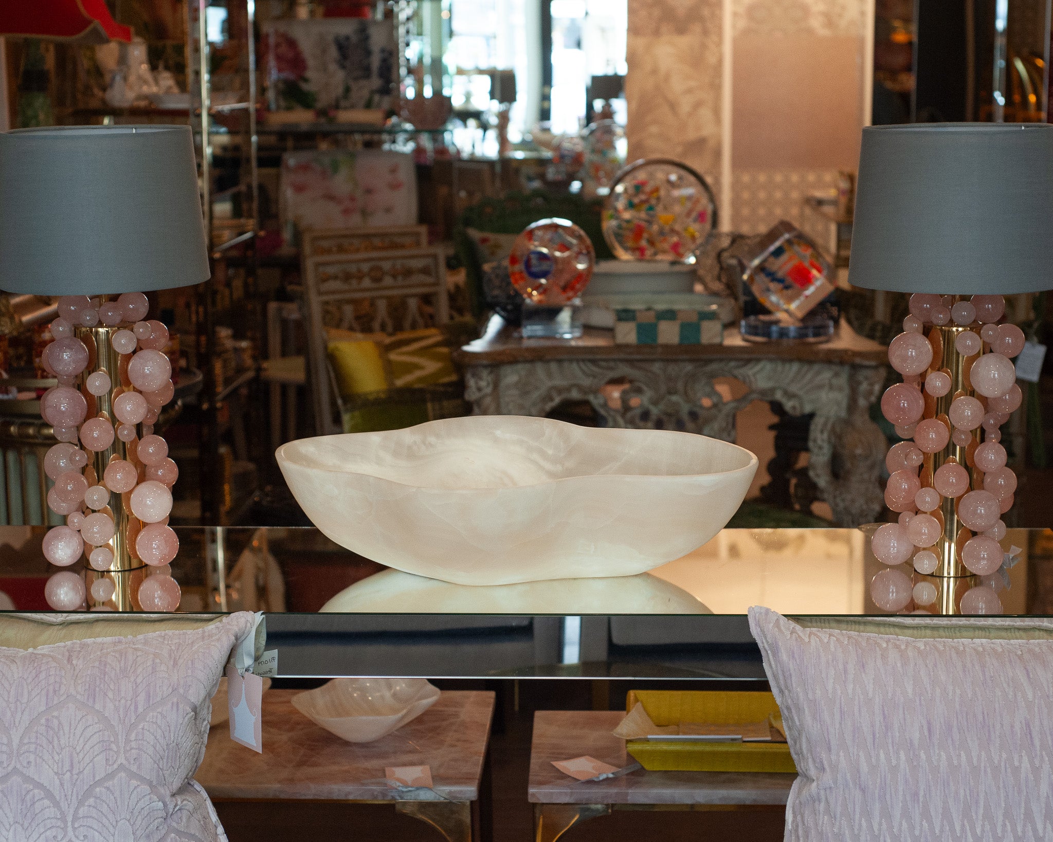 CONTEMPORARY GRAND SCALE HAND CARVED ONYX BOWL WITH HONED FINISH