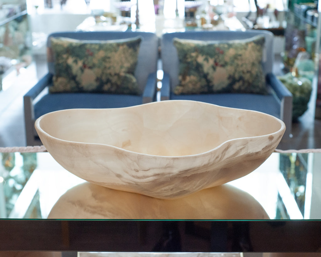 CONTEMPORARY GRAND SCALE HAND CARVED ONYX BOWL WITH HONED FINISH