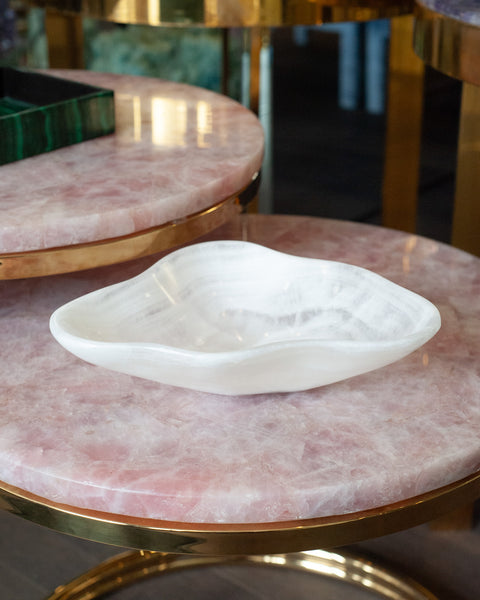 CONTEMPORARY SMALL FREEFORM HAND CARVED BANDED ONYX BOWL