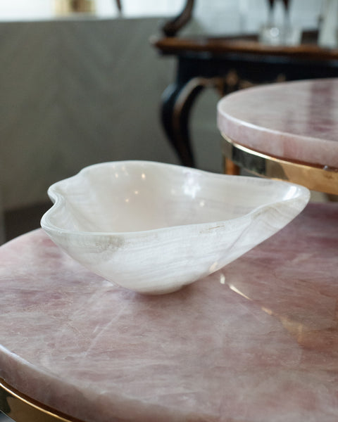CONTEMPORARY SMALL FREEFORM HAND CARVED BANDED ONYX BOWL