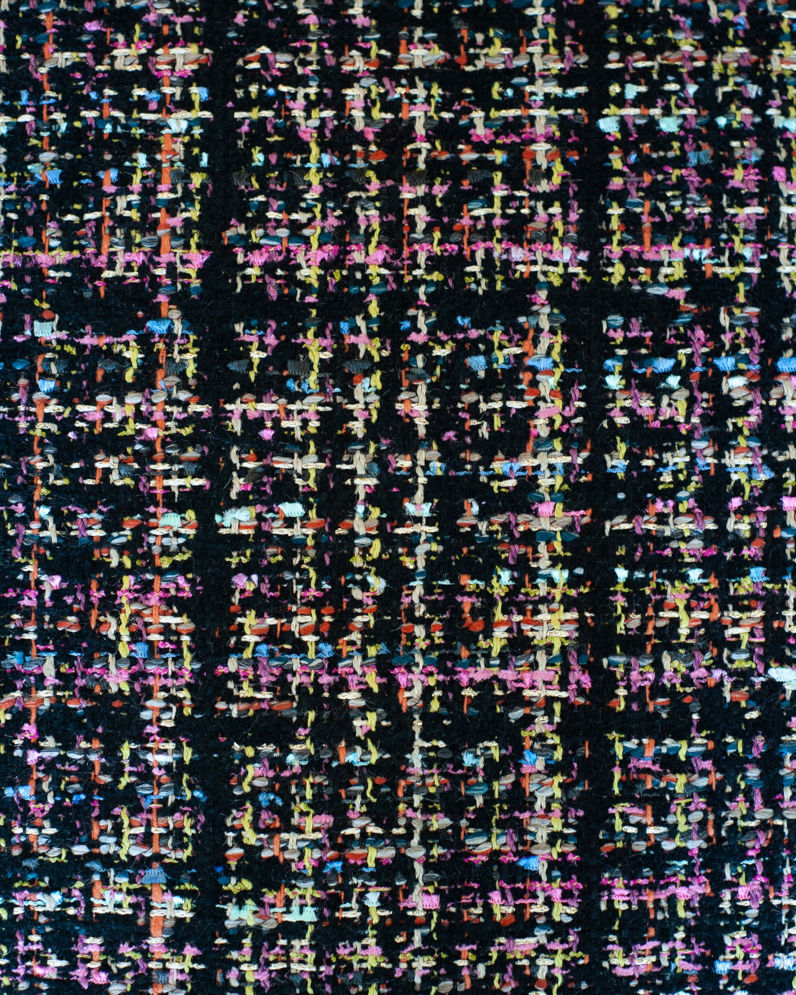 STUDIO MAISON NURITA MELON OTTOMAN IN BLACK TWEED WITH BRUSHED GOLD METAL BASE