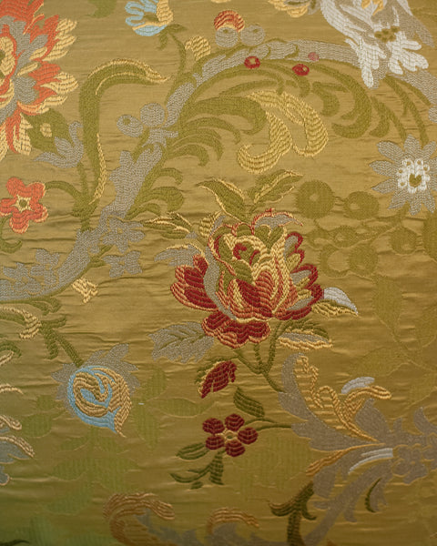 STUDIO MAISON NURITA RUBELLI GREEN FLORAL SILK LAMPAS AND SILK DAMASK PILLOW