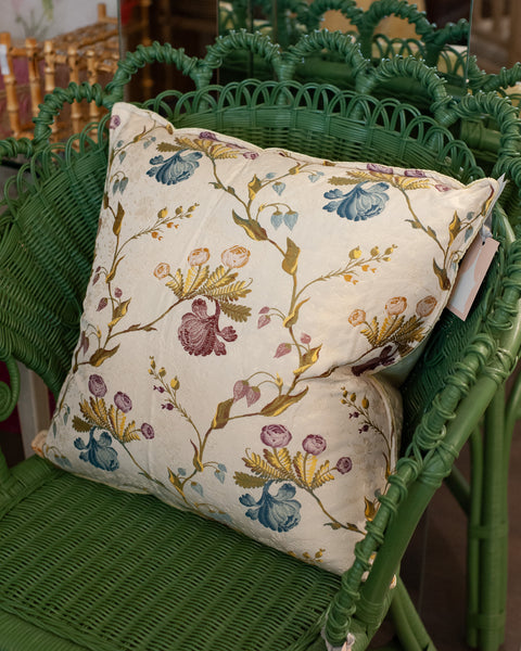 STUDIO MAISON NURITA CREAM AND MULTICOLOUR FLORAL BROCADE PILLOW