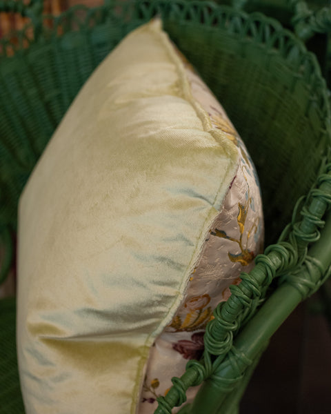 STUDIO MAISON NURITA CREAM AND MULTICOLOUR FLORAL BROCADE PILLOW