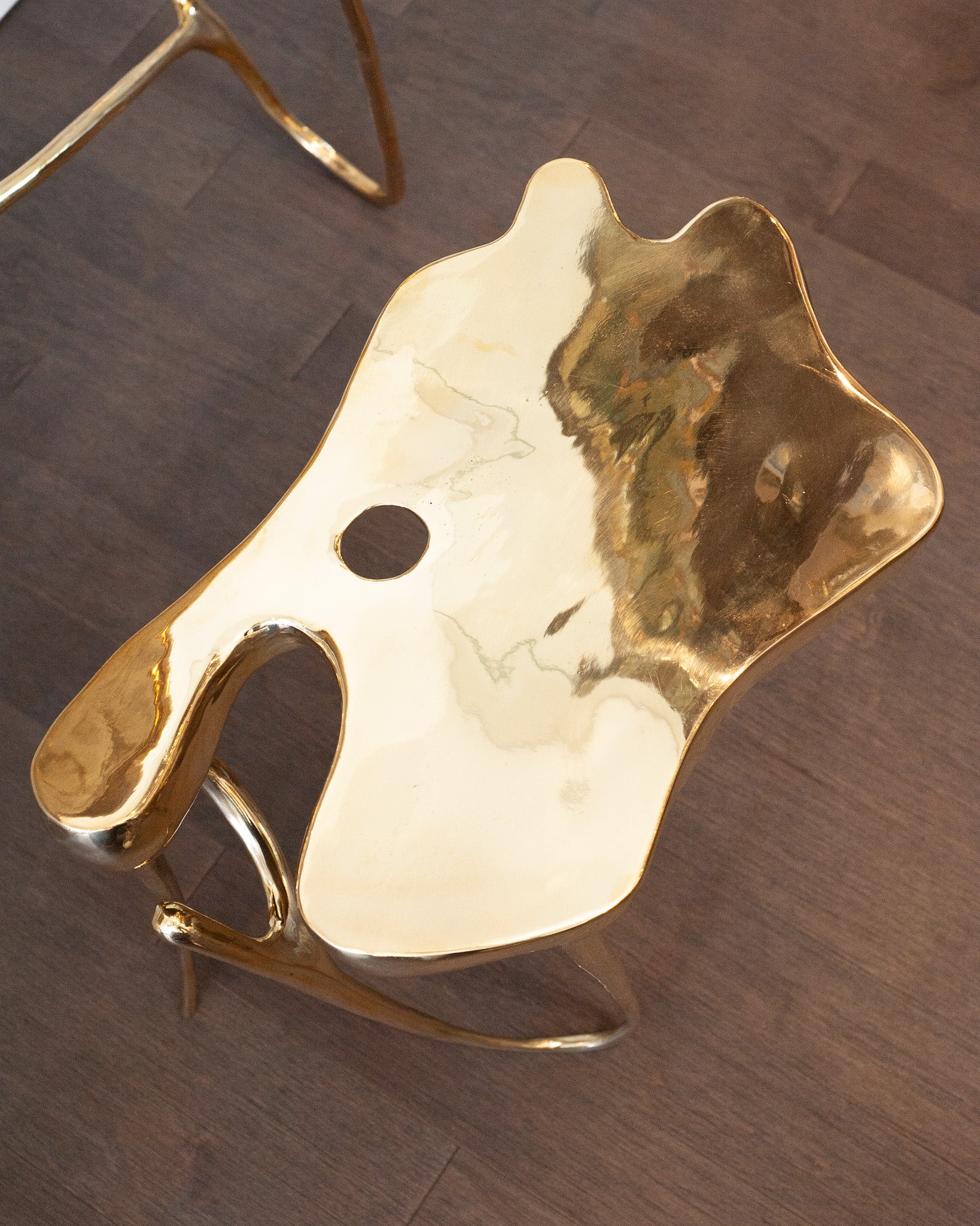 CONTEMPORARY POLISHED CAST BRASS SCULPTURAL SIDE TABLE