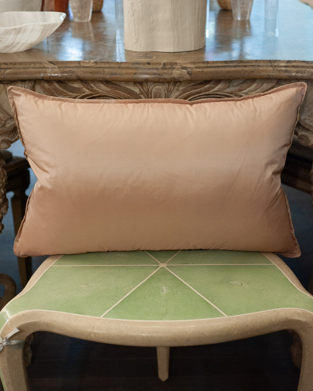 STUDIO MAISON NURITA SOFT PINK DOCUMENT PRINT FLORAL BROCADE PILLOW