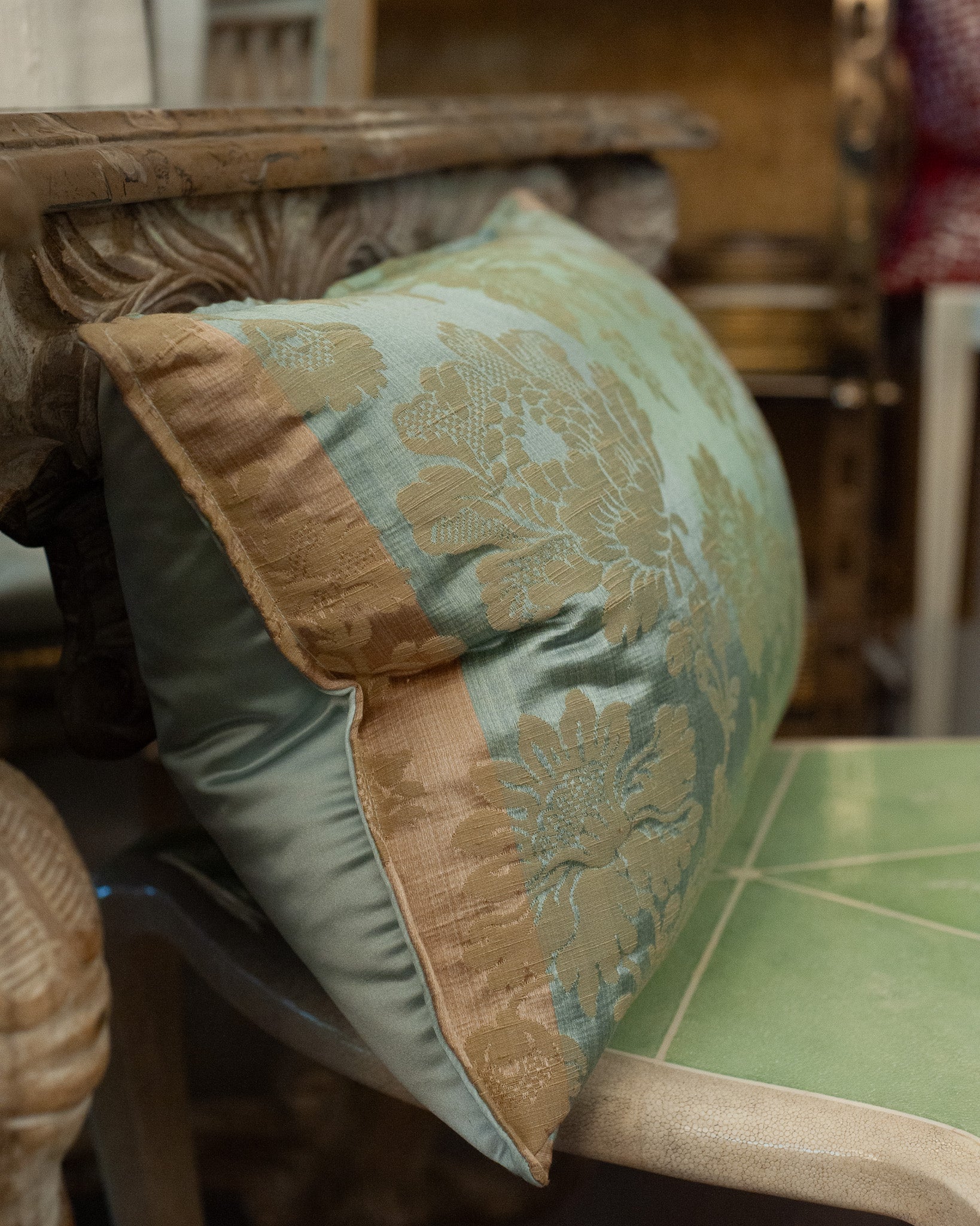 STUDIO MAISON NURITA MULTICOLOUR DÉGRADÉ FLORAL BROCADE PILLOW