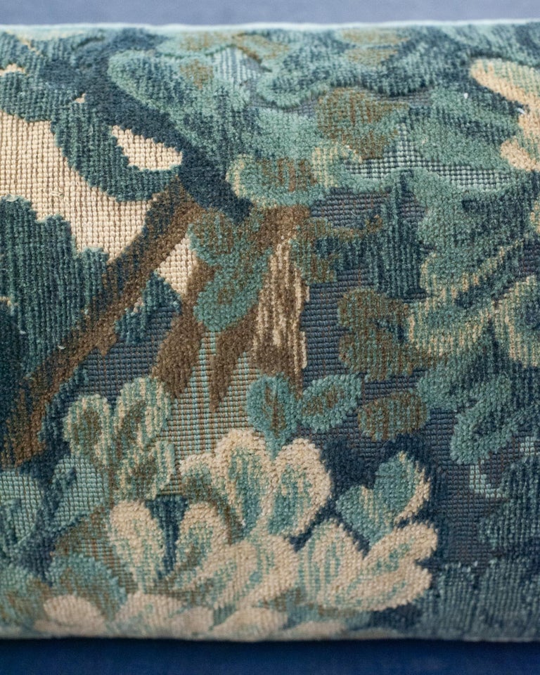 STUDIO MAISON NURITA COLONY "MARLY" BLUE LINEN VELVET VEDURE TAPESTRY PILLOW