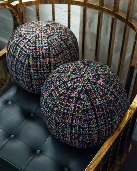 STUDIO MAISON NURITA BLACK & MULTICOLOUR TWEED BALL PILLOW