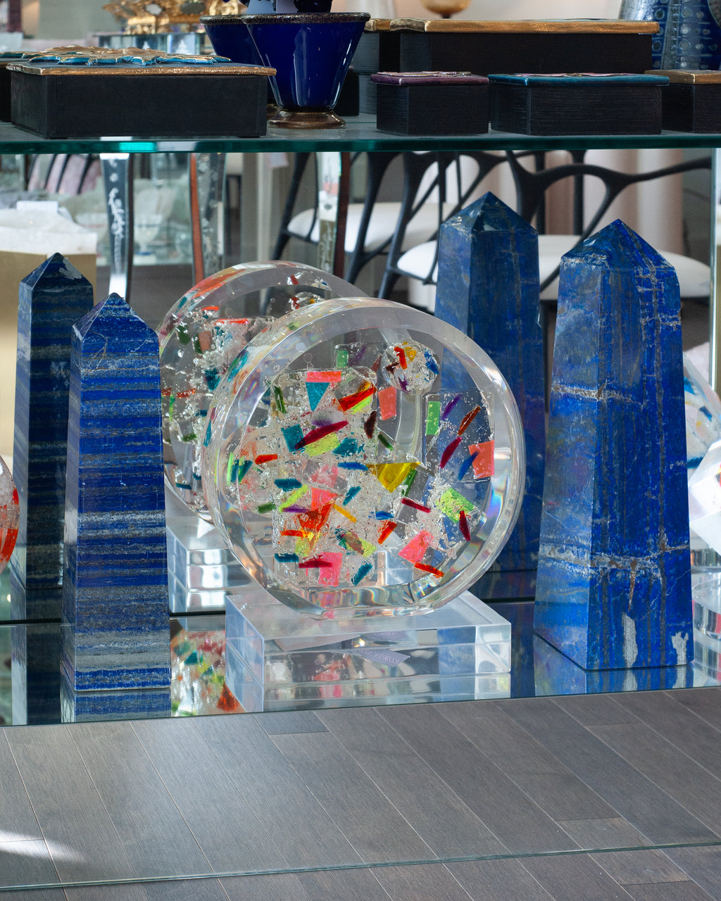 CONTEMPORARY LARGE SCALE VIVID BLUE LAPIS LAZULI STONE OBELISK
