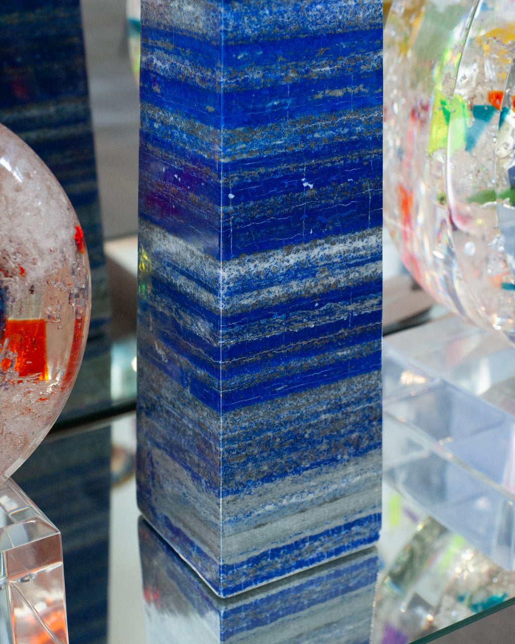 CONTEMPORARY LARGE SCALE VIVID BLUE LAPIS LAZULI STONE OBELISK