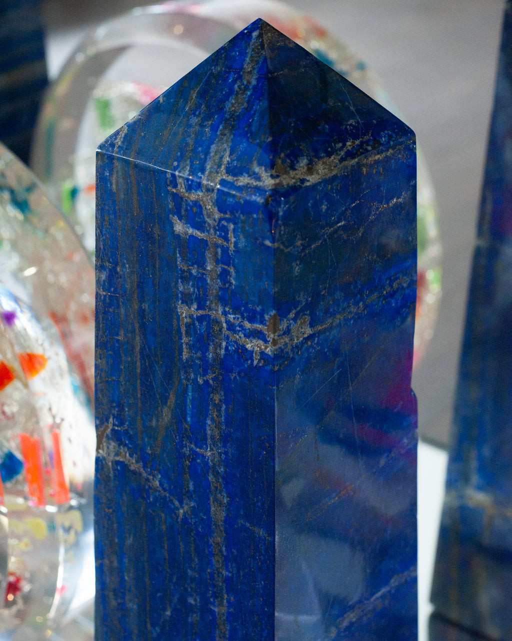 CONTEMPORARY GRAND SCALE VIVID BLUE LAPIS LAZULI STONE OBELISK