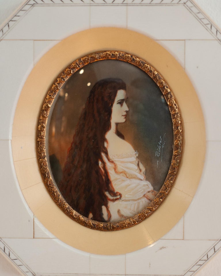 ANTIQUE MINIATURE PORTRAIT OF EMPRESS ELISABETH OF AUSTRIA