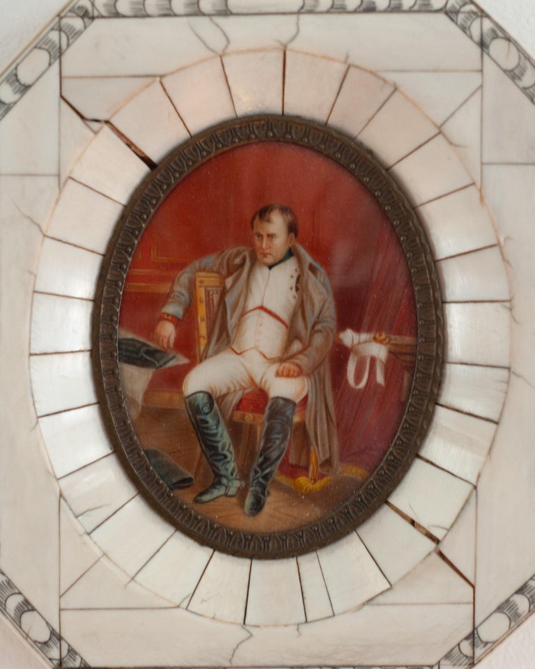 ANTIQUE MINIATURE PORTRAIT OF NAPOLEON I AT FONTAINEBLEAU