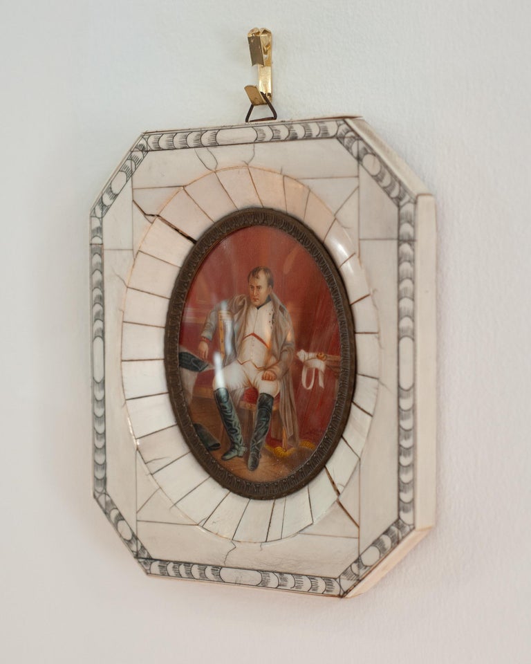 ANTIQUE MINIATURE PORTRAIT OF NAPOLEON I AT FONTAINEBLEAU