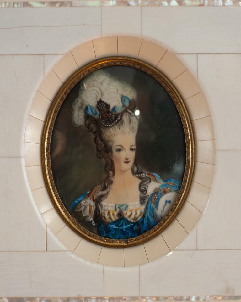 ANTIQUE MINIATURE PORTRAIT OF MARIE ANTOINETTE
