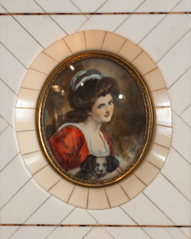 ANTIQUE MINIATURE PORTRAIT OF LADY HAMILTON