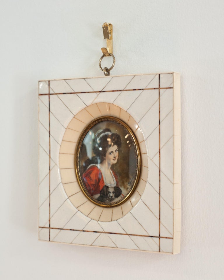 ANTIQUE MINIATURE PORTRAIT OF LADY HAMILTON