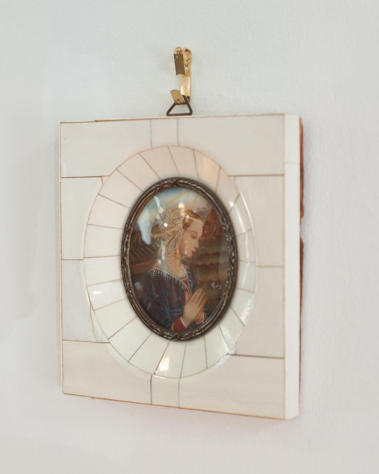 ANTIQUE MINIATURE PORTRAIT OF MADONNA