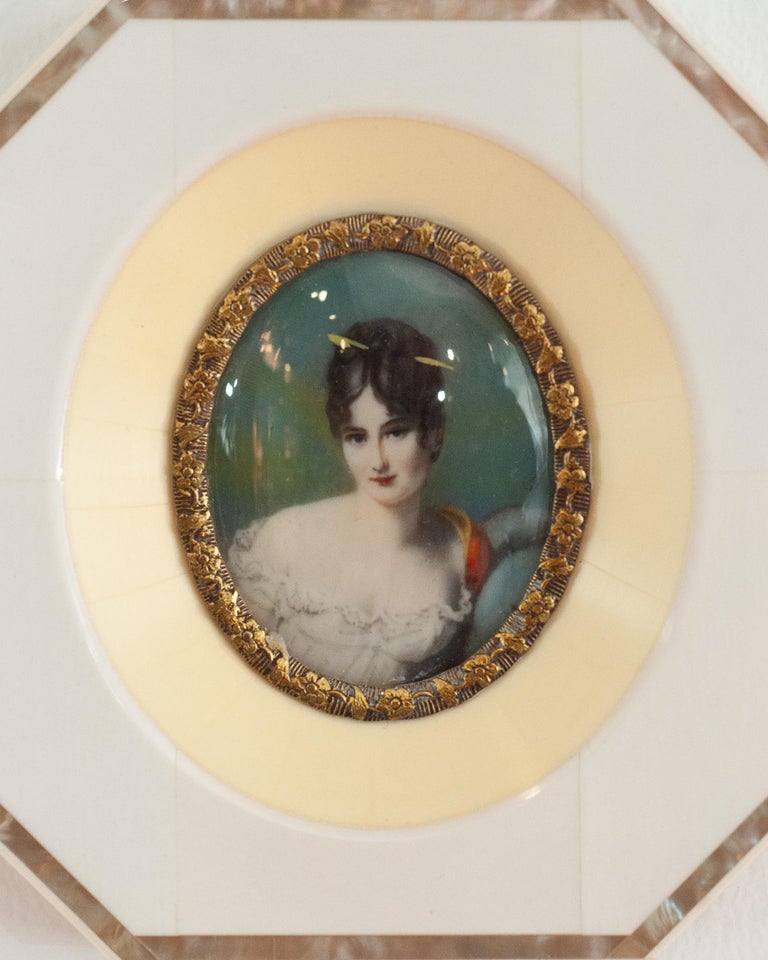 ANTIQUE MINIATURE PORTRAIT OF JULIETTE RÉCAMIER