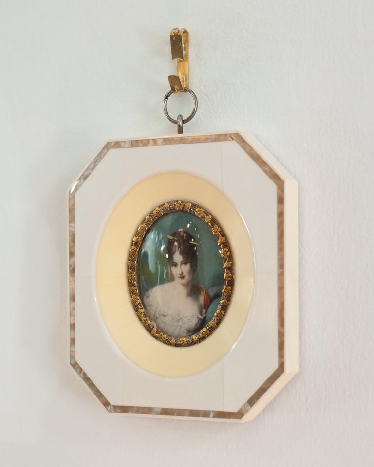 ANTIQUE MINIATURE PORTRAIT OF JULIETTE RÉCAMIER