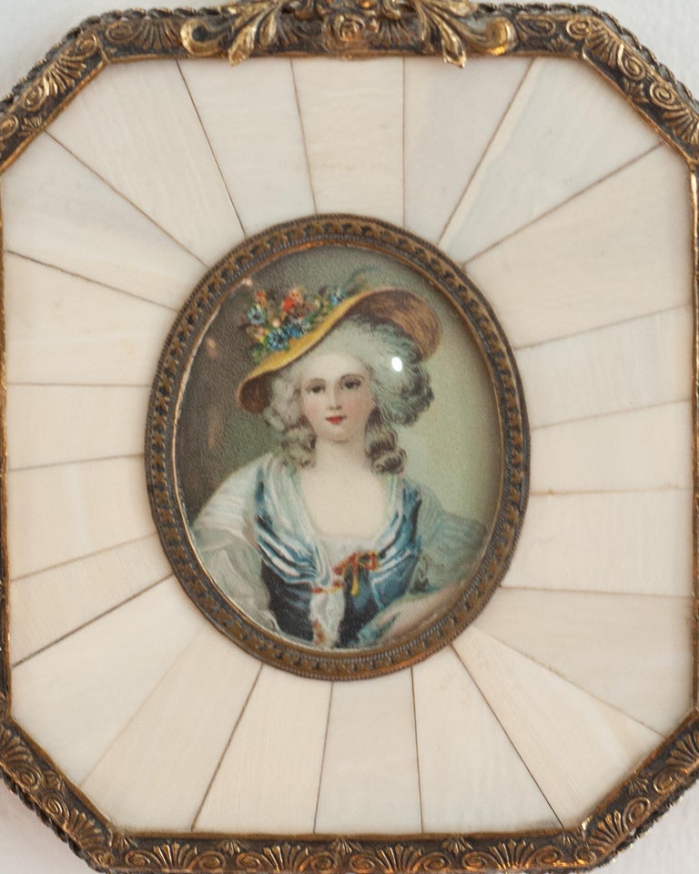 ANTIQUE MINIATURE PORTRAIT OF ÉLISABETH OF FRANCE