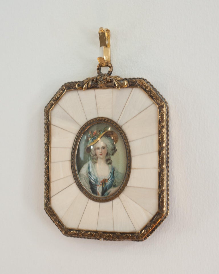 ANTIQUE MINIATURE PORTRAIT OF ÉLISABETH OF FRANCE
