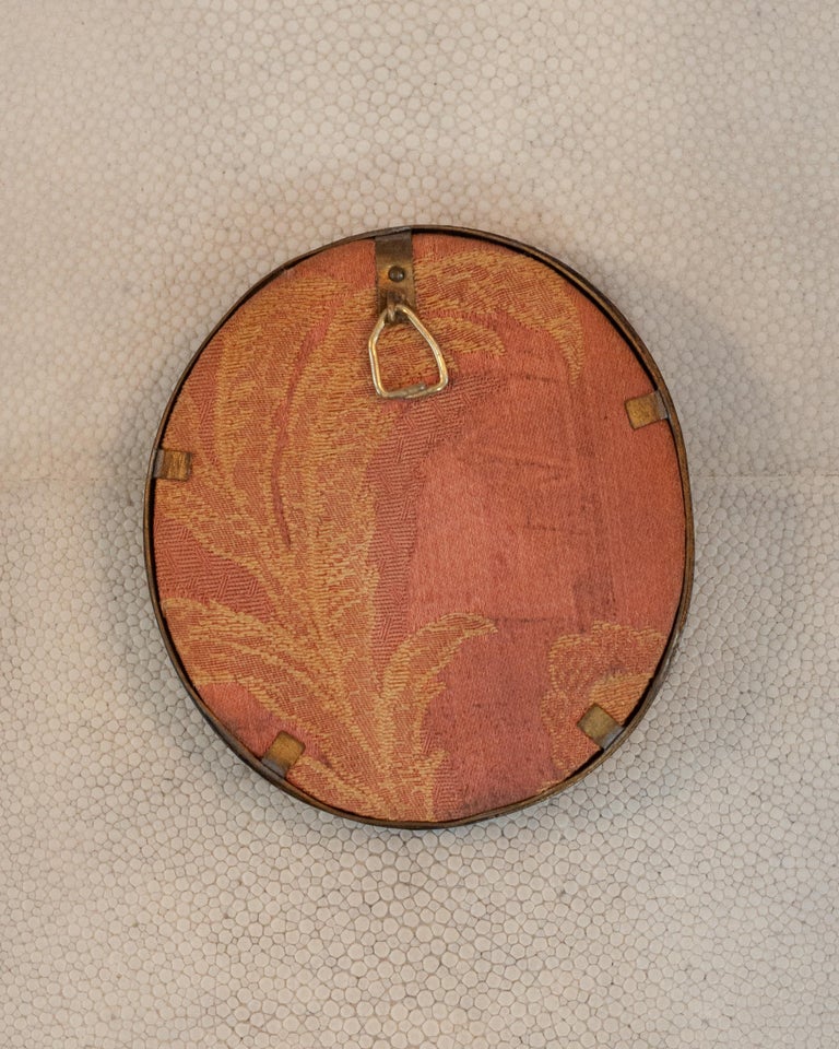 ANTIQUE MINIATURE PORTRAIT OF A NOBLEWOMAN IN BRONZE MOUNT FRAME