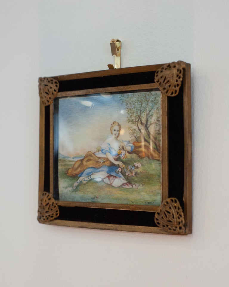 ANTIQUE MINIATURE PORTRAIT OF MADAME HENRIETTE AS FLORA