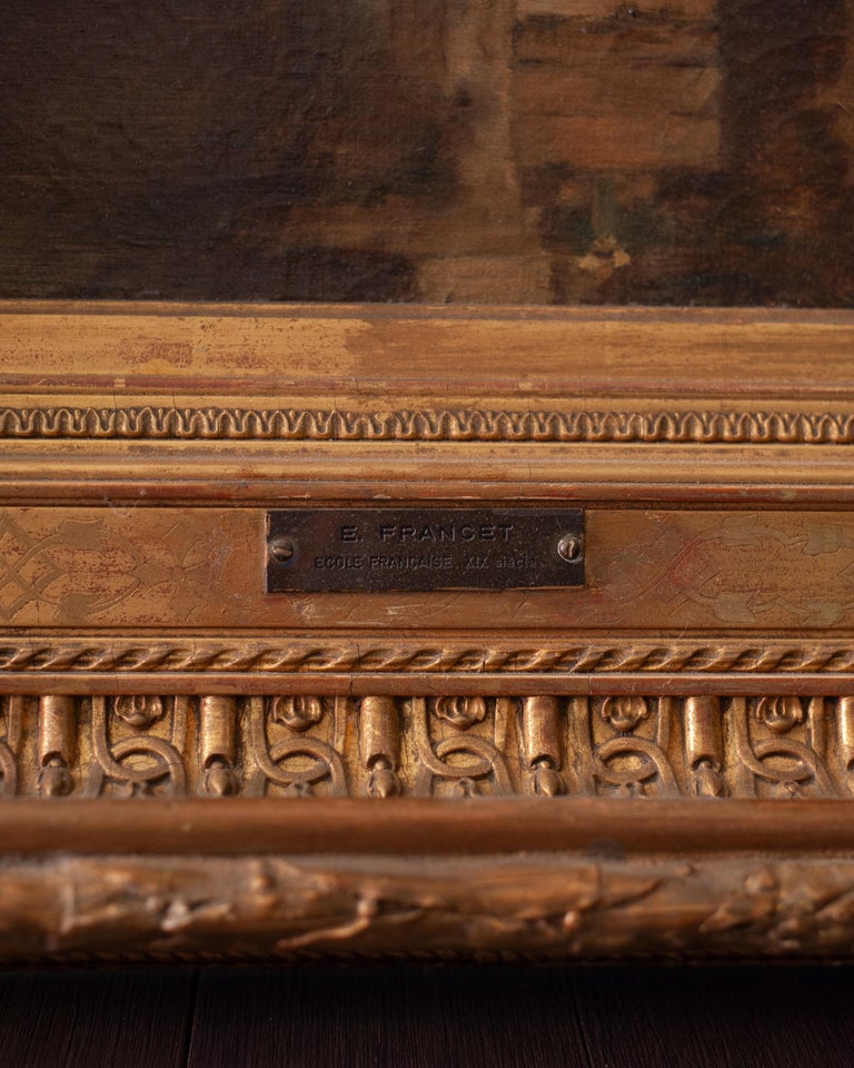 ANTIQUE FRENCH OIL PAINTING BY E. FRANCET (ECOLE FRANÇAISE) IN GILDED WOOD FRAME
