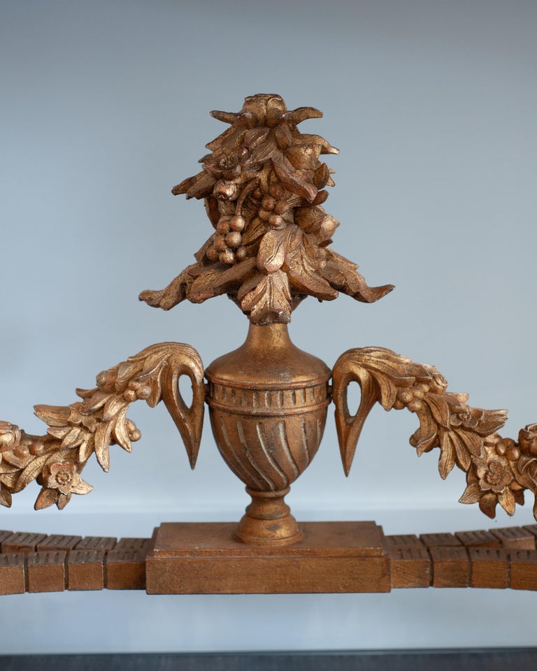 REPRODUCTION LOUIS XVI-STYLE DEMI-LUNE CONSOLE TABLE & TROMPE-L'ŒIL MARBLE TOP
