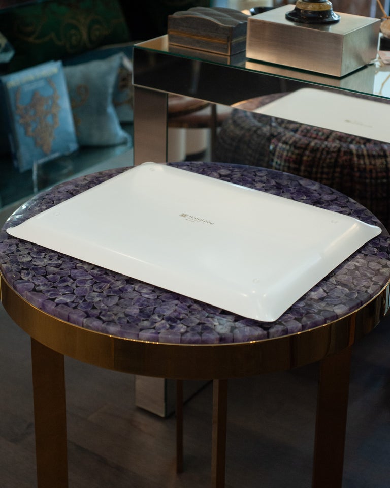CONTEMPORARY SHAGREEN PRINT ACRYLIC SERVING TRAY IN LIGHT BLUE