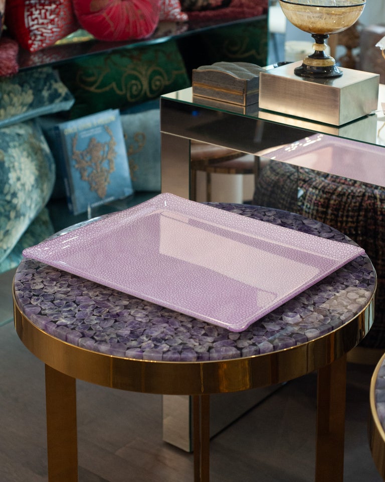 CONTEMPORARY SHAGREEN PRINT ACRYLIC SERVING TRAY IN LILAC