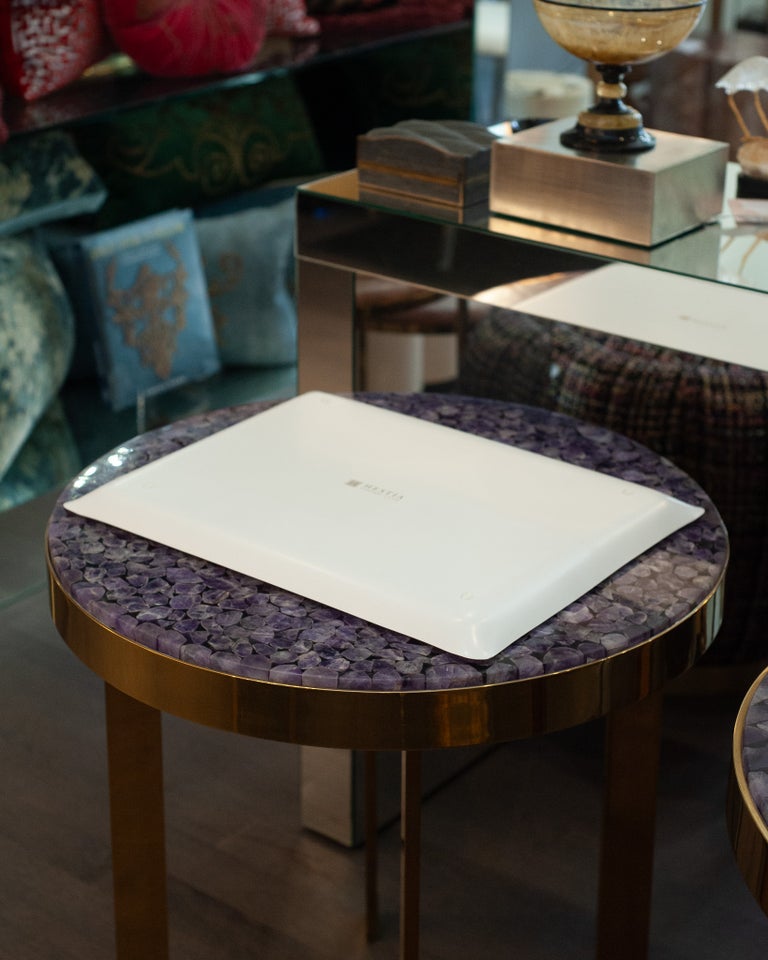 CONTEMPORARY SHAGREEN PRINT ACRYLIC SERVING TRAY IN LILAC