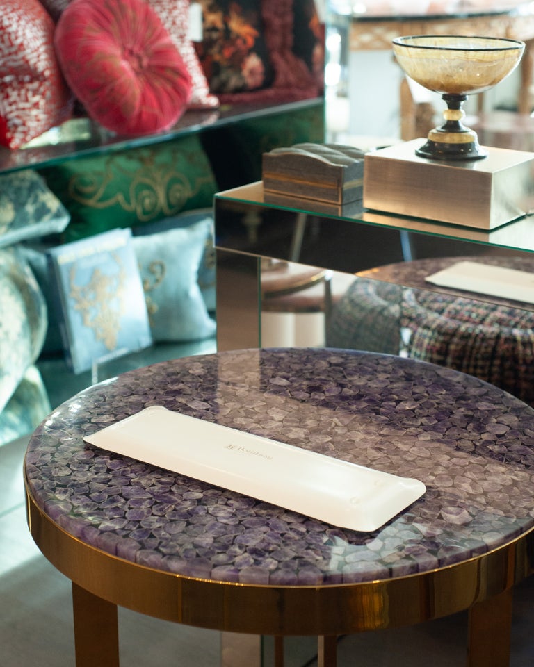 CONTEMPORARY SHAGREEN PRINT ACRYLIC LONG TRAY IN LIGHT BLUE