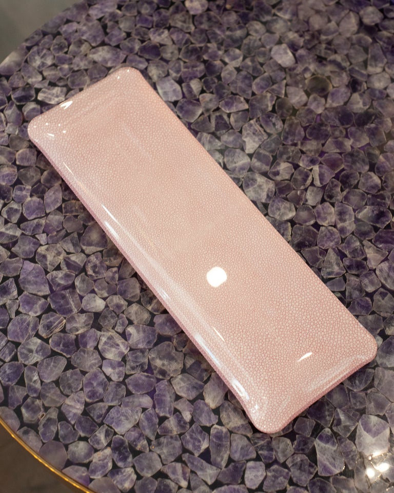 CONTEMPORARY SHAGREEN PRINT ACRYLIC LONG TRAY IN PINK