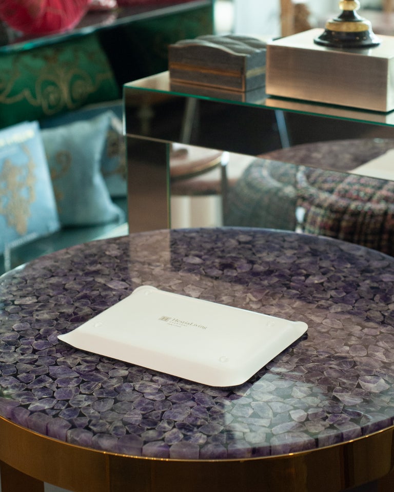 CONTEMPORARY SHAGREEN PRINT ACRYLIC SMALL TRAY IN LIGHT BLUE