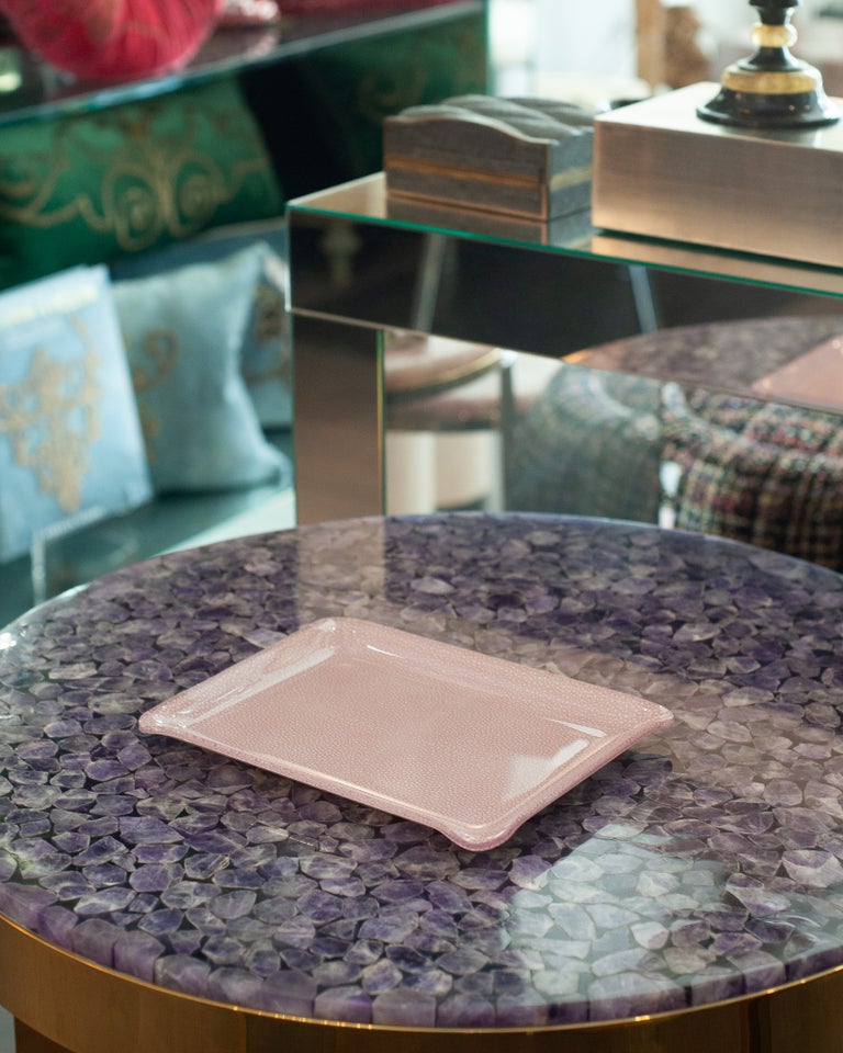 CONTEMPORARY SHAGREEN PRINT ACRYLIC SMALL TRAY IN PINK