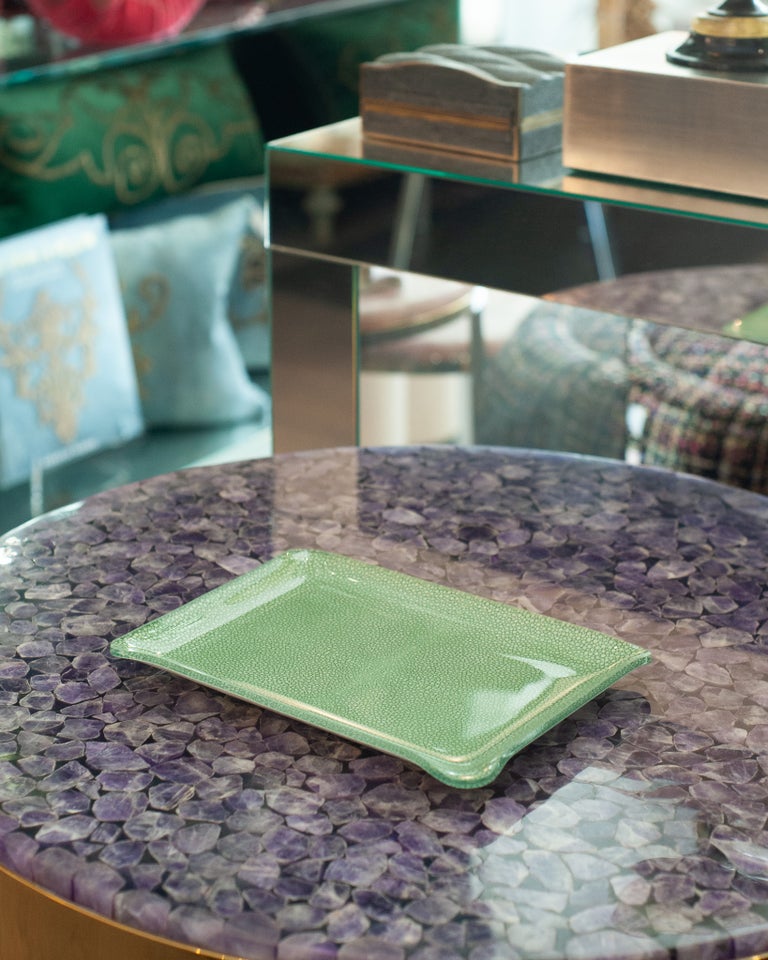 CONTEMPORARY SHAGREEN PRINT ACRYLIC SMALL TRAY IN GREEN